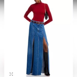 MOTHER Lickety Split Denim Maxi Skirt